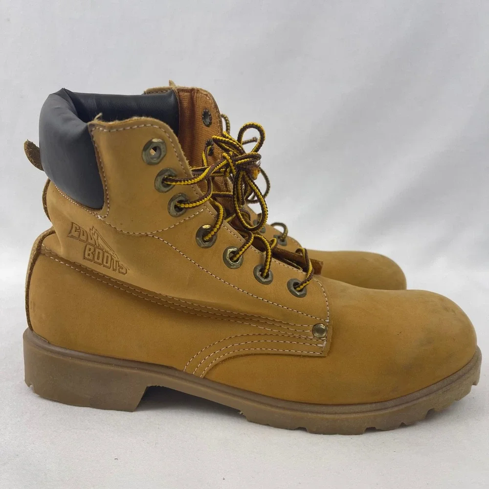 Country Boots‎ Work Boots Mens 7.5 D Wheat Leather Padded Collar Lug Sole